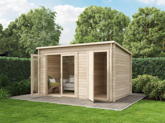 Escape to Tranquil Retreats: Darton Pent Log Cabin Summerhouse with Side Store