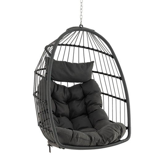 Hanging Egg Swing Hammock Chair with Head Pillow and Large Seat Cushion