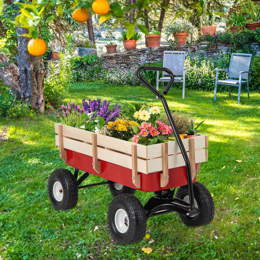Garden Cart with Wood Railing