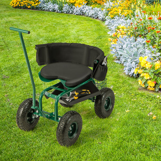 Rolling Height Adjustable 360° Swivel Garden Cart Work Seat