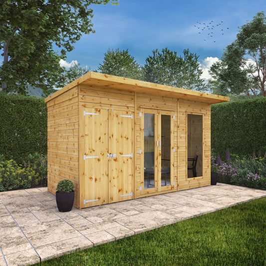 12 x 6 Maine Pent Summerhouse With Side Shed