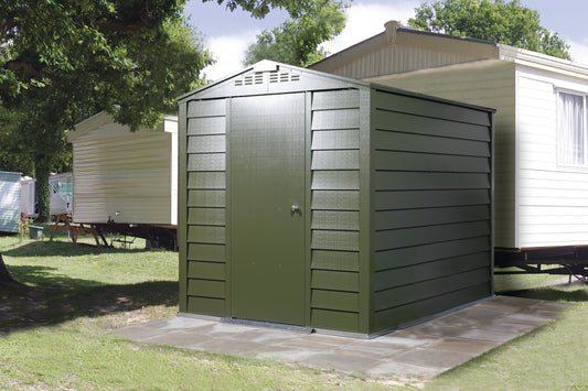 Titan Apex Roof Metal Garden Shed (Colour: Olive Green / Sizes: 6x5, 6x6, 6x8)