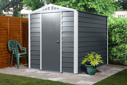 Titan Apex Roof Metal Garden Shed (Colour: Grey / Sizes: 6x5, 6x6, 6x8)