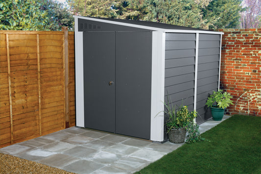 Titan Pent Roof Metal Garden Shed (Colour: Grey / Sizes: 4x9, 5x9, 6x9)