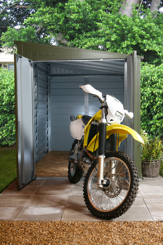 Motorcycle Pent Roof Stainless Steel Garage (Sizes: 4x8, 5x9, 6x9)