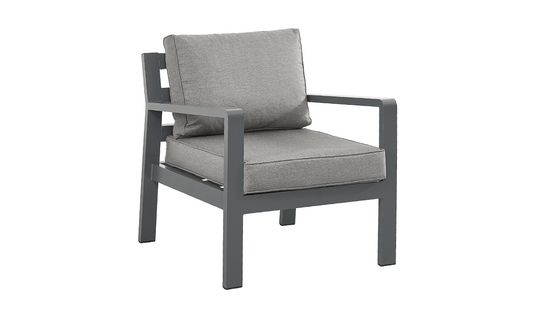 Tutbury Grey and White Outdoor Garden Chair - Steel Patio Armchair for Backyard, Porch or Deck