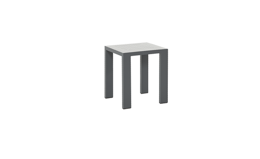 Tutbury Grey and White Outdoor Garden Side Table - Steel Patio Accent Table for Backyard, Porch or Deck