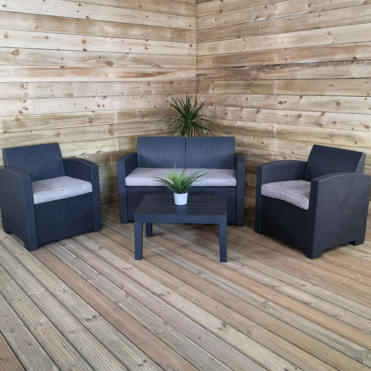 Upgrade Your Outdoor Comfort: 4-Piece Plastic Rattan Effect Furniture Set With Cushions