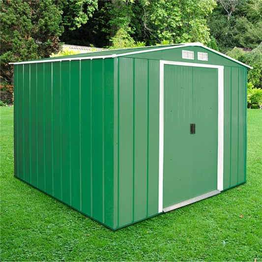 Sapphire Apex Metal Shed 8ft (Grey & Green)